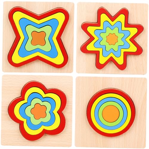 VICASKY 4 Sätze Puzzle Formen Blöcke für Kleinkinder Puzzle-Spielzeug Geometrie Spielzeug kindergeburtstags mitgebsel Shapes Puzzle kinderspielzeug Lernspielzeug für Kinder Holzbausteine von VICASKY