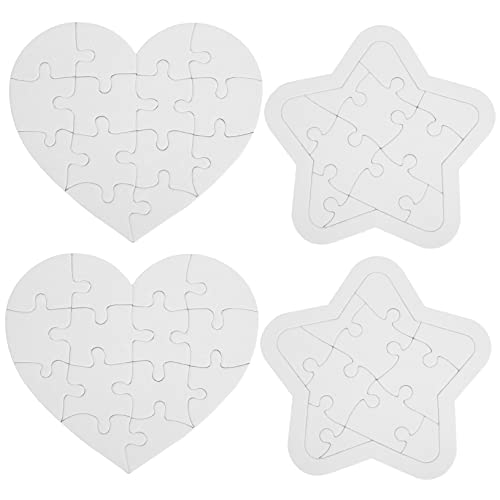 VICASKY 4 Sätze Puzzle Zum Ausmalen Leere Puzzles Zum Dekorieren Bastelt Rätsel Leere Rätsel Zum Zeichnen Leere Rätsel Für DIY-Puzzle Herz Rätsel Weiße Rätsel DIY-rätsel Papier von VICASKY