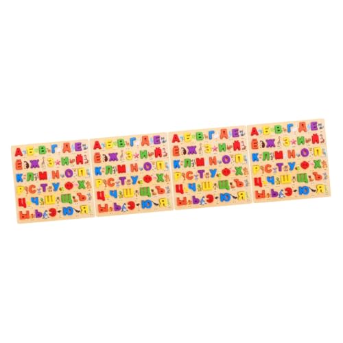 VICASKY 4 Sätze Russisches Rätsel Puzzle für Kleinkinder Alphabet-Puzzle-Brett Puzzle für Kinder Russisches Buchstabenrätsel Puzzle-Spielzeug passendes Spielzeug Russisches Alphabet Holz von VICASKY