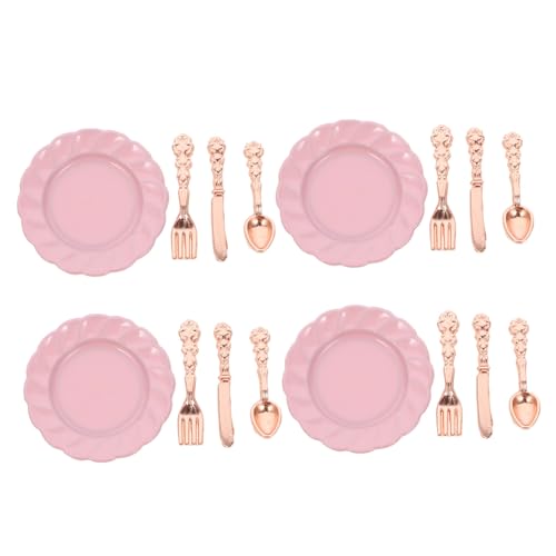 VICASKY 4 Sätze Teiliges Mini Geschirr Puppenhaus Realistische Mini Teller und Besteck in Roségold Detailreiches Puppenhaus Zubehör für Wohn und Küchen Dekoration Langlebiges Material VICASKY 4 Sätze Teiliges Mini Geschirr Puppenhaus Realistische Mini Teller und Besteck in Roségold Detailreiches Puppenhaus Zubehör für Wohn und Küchen Dekoration Langlebiges Material von VICASKY