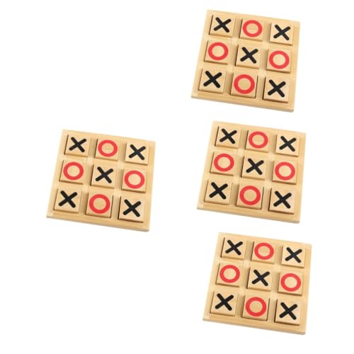 VICASKY 4 Sätze -Toe Lernspielzeug Pädagogisches Spielzeug Gesellschaftsspiel Tics Tac Toe Familienspiel Eltern-Kind-Spiel Schachbrettspielzeug Schachbrett für Kinder Holz Khaki von VICASKY