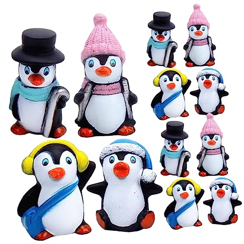 VICASKY 4 Sätze Winter Pinguin Ornament Kleine Pinguinfigur Pinguine Pinguin Weihnachtsdekoration Pinguin Tasse Pinguin Spielzeugfigur Pinguin Plüsch Pinguin Kuchen 12 Stück * 4 von VICASKY