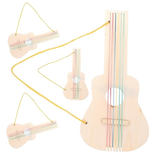 VICASKY 4 Sätze kinderinstrumente musikinstrumente bastelzeug für Unbemalte Gitarre Music Instruments for unvollendete Leere Holzgitarre Blanko-Holzgitarre Holz Gitarre von VICASKY