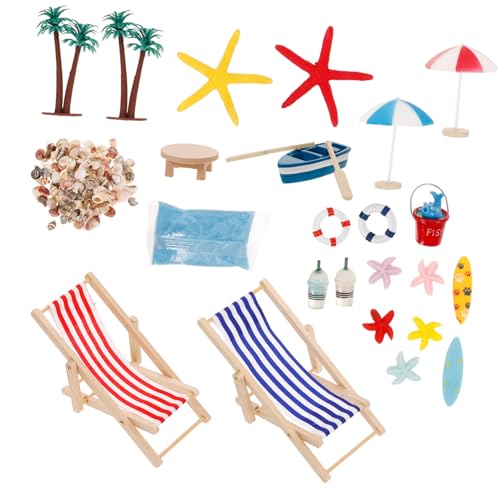 VICASKY 4 Sets Mini Strandanzug Miniatur Loungesessel Sommerspielzeug Puppenhaus Spielspielzeug Feengarten Figuren Puppenhaus Strandkorb Strandhollhouse Dekorationen von VICASKY