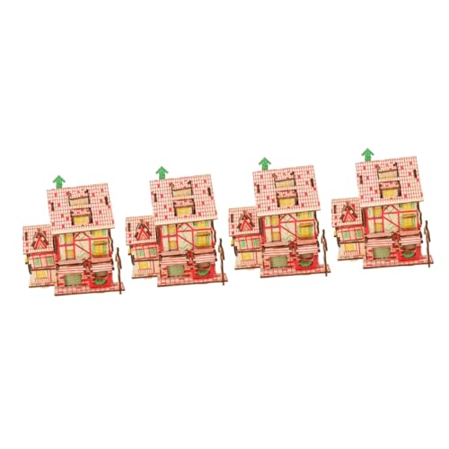 VICASKY 4 Sets Puzzle 3D Gebäudepuzzles Puzzle Spielzeug Puppenhaus Modellhaus Puzzle Denksportaufgaben Stammbau Spielzeug Miniaturhaus Set Montageset Aus Holz von VICASKY