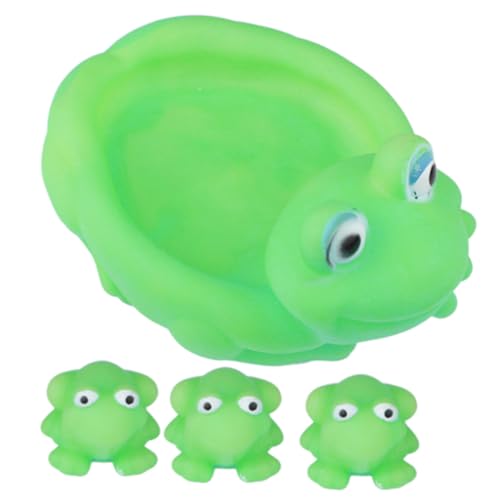 VICASKY 4 Stück Badespielzeug Badefrosch Spielzeug Schwimmende Froschfamilie Schwimmfrosch Spielzeug Badewannen-Enten Spielzeug Für Die Badewanne Frosch Wasserspielzeug Green Vinyl von VICASKY