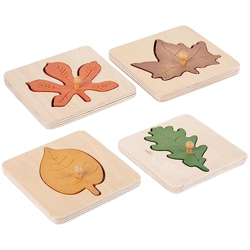 VICASKY 4 Stück Blatt-Puzzle Pädagogisches Passendes Pädagogisches Puzzlespielzeug Frühpädagogisches Vorschulrätsel Puzzle- Für Kleinkinder Zappeln Würfel Holz von VICASKY