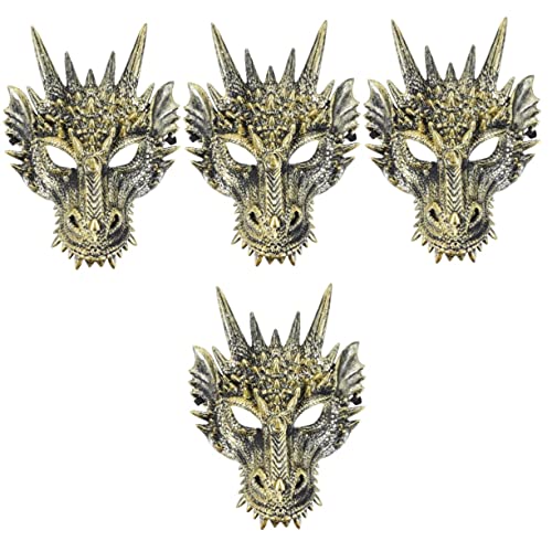 VICASKY 4 Stück Drachenmaske Halloween 3D Maske Tierkopfmasken Gesichtsmaske Halloween Drachen Neujahrsmaske Halloween Kostümzubehör Cosplay Outfits Scream Maske Lustige Maske von VICASKY