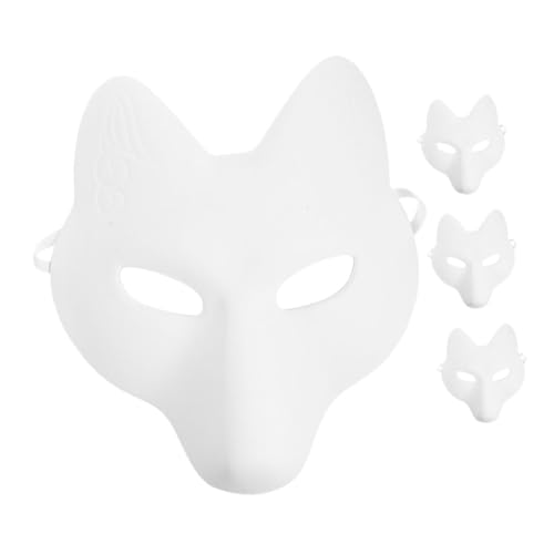 VICASKY 4 Stück Fuchs Kostüm Bekleidung Kostüme Leere Halloween Masken Tiermaske Fuchs DIY Fuchs Masken Für Paare Füchse Lustige Weißes Pu von VICASKY