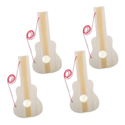 VICASKY 4 Stück Gitarrenspielzeug Für Innovatives Bastelbedarf Gitarre Mini-Gitarre Gitarre Handgefertigte Akustikgitarre Tragbare Gitarre Holzgitarre Beige Hölzern von VICASKY