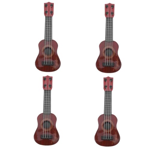 VICASKY 4 Stück Gitarrenspielzeug Für Kinder Realistische Gitarrenfigur Mini-Musikinstrument Kinder-Instrument-Spielzeug Gitarren-lernspielzeug Banjo-Instrument-Spielzeug Brown Abs von VICASKY