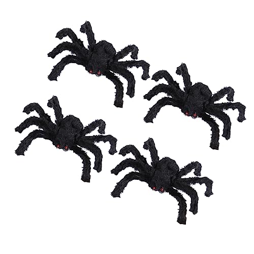 VICASKY 4 Stück Halloween-Simulationsspinne Halloween-Riesenspinne Faux gruselige Spinne Halloween plüschtier Halloween Spinnen Spielzeug gefälschte Requisitenspinne lustige Tropfen Black von VICASKY