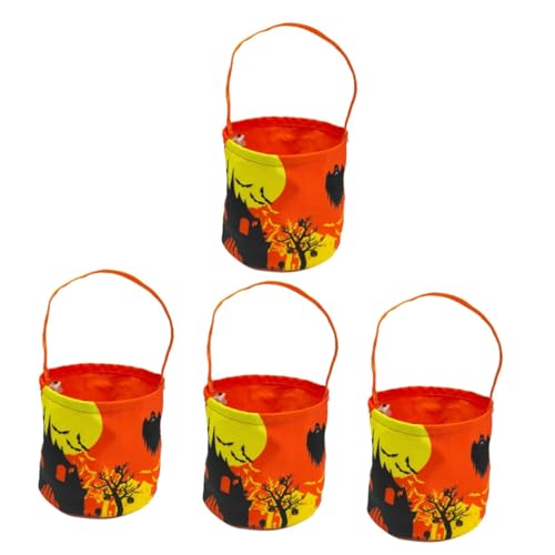 VICASKY 4 Stück Halloween-lichteimer Beleuchten Sie Den Halloween-eimer Süßigkeiteneimer Für Kinder Halloween-schmuck Halloween-süßigkeitstüten Goodie-bags Für Kinder Segeltuch von VICASKY