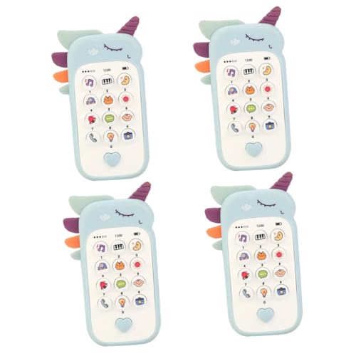 VICASKY 4 Stück Handy für Kinder Spielzeug für Kleinkinder Musikspielzeug für Babyphone Musikspielzeug für Babys Kinder Handy kinderhandy Babyphone Spielzeug Telefon Plastik Sky-Blue von VICASKY