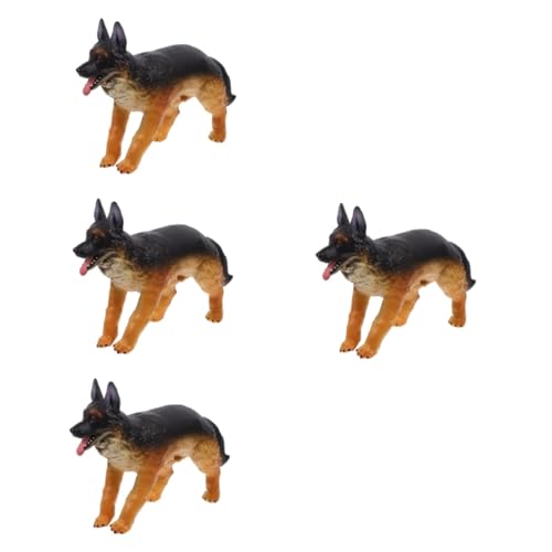 VICASKY 4 Stück Hundespielzeug für Kinder Dekorative Hundefigur Spielzeug Hund Modell Garten Deko Hund Simulation Tierfigur Simulation realistischer Hundefiguren Tiermodell Baumwolle Black von VICASKY