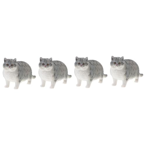 VICASKY 4 Stück Katzenmodell Spielzeug Katzenfigur Dekoratives Katzendekor Gefälschte Katzenstatue Lebensechte Katzenstatue Tisch Katzenornament Katzendekoration Desktop von VICASKY