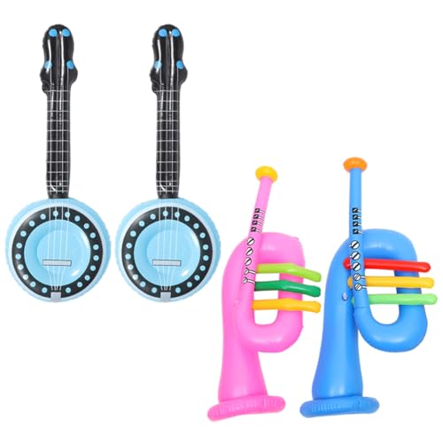 VICASKY 4 Stück Kindermusikinstrument Horn Spielzeuginstrumente Ukelele Kindertrommel Großes Gitarre Gitarre Pool Float Instrument PVC von VICASKY