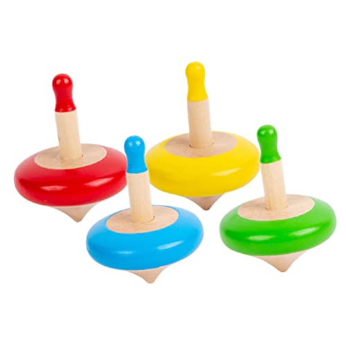 VICASKY 4 Stück Kleiner Kreisel interaktives Spielzeug kinderspielzeug Holzspielzeug-Set Children Toys Top Spielzeug Rotierende Kreiselspielzeuge Kreiselspielzeug aus Holz Gyro-Spielzeug von VICASKY