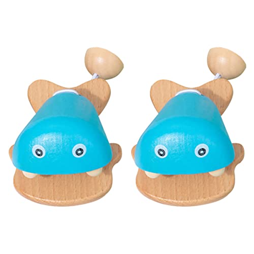 VICASKY 4 Stück Lehrmittel Für Kleine Fischkastagnetten Puzzle-Spielzeug Lernspielzeug Musikspielzeug Für Babys Orff Kastagnette Kastagnetten Spielzeug Kleinkindspielzeug Holz Blue von VICASKY