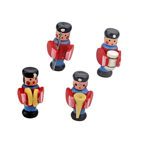 VICASKY 4 Stück Mini-Drum-Figuren Minipuppenschmuck Mini-hausschmuck Holzdekoration Mini-Schlagzeuger-schmuck Aus Holz Mini-Puppen- Mini-Schlagzeuger-Modell Rot Hölzern von VICASKY