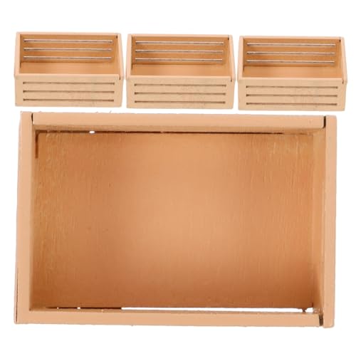 VICASKY 4 Stück Mini-aufbewahrungskorb Mini Holzkorb Puppenhauskisten Kleine Holzkiste Puppenhaus-miniaturkisten Mini-holzkisten Mini-kisten Mini Holzkörbe Mini-picknickkörbe Hölzern Beige von VICASKY