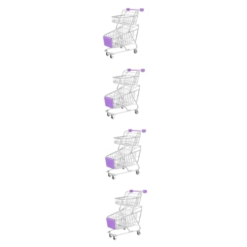 VICASKY 4 Stück Mini-einkaufswagen Miniwagen Kinderwagen Für Kleinkinder Miniatur-puppenhaus Puppenwagen Spielzeug Für Kleinkinder Spielzeug-supermarktwagen Legierung Violett von VICASKY