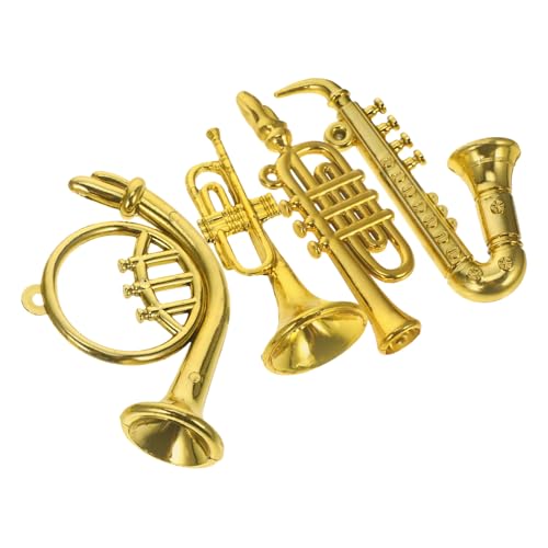 VICASKY 4 Stück Mini-musikinstrumentenmodell Ornamente Schmuckstücke Puppenhaus-instrumentenmodell Sammlerstücke Für Musikinstrumente Wohnaccessoires Plastik Golden von VICASKY