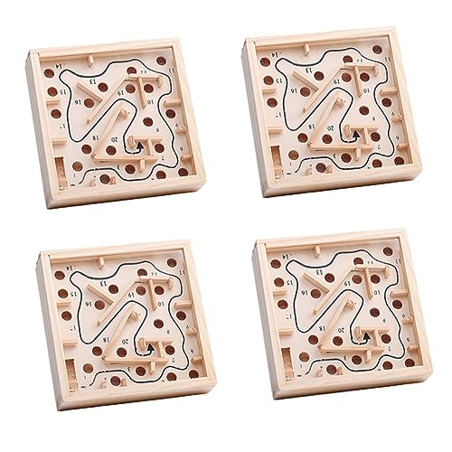 VICASKY 4 Stück Palmenlabyrinth Gedankenrätsel Kinder 3D-Puzzle-Spielzeug Labyrinth-Labyrinth-Spiel Schwierige Rätsel Labyrinth-Puzzle-Spiel Labyrinth-brettspiel Hölzern Beige von VICASKY