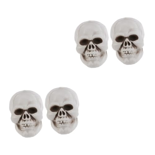 VICASKY 4 Stück Partyschädel Geist Heimdekoration Fußmatten -Skelett- Skelett-Halloween- Figur Realistischer Schädelkopf Schreckliches Skelett Halloween-Spinnennetz Auto von VICASKY