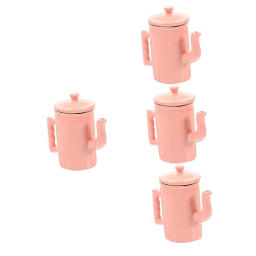 VICASKY 4 Stück Puppenhaus Wasserkocher Mini-kaffeekanne Puppenhausmöbel Spielzeug Mini-wasserkocher Mini- Für Die Küche Küchenrequisiten Vorgeben Mini-puppenhaus Legierung Rosa von VICASKY