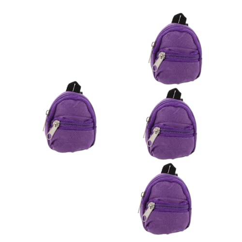 VICASKY 4 Stück Puppenrucksack Puppenreisetasche Süße Puppentasche Mini-Rucksack-schlüsselanhänger Mini-Schultasche Miniaturen-Rucksack Kleine Puppentasche Decora- Violett Stoff von VICASKY