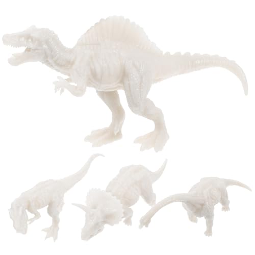 VICASKY 4 Stück Selbst Bemalter Dinosaurier Dinosaurier-dekor 3D-Dinosaurier-Modell Dinosaurier-Modell-malset Dinosaurier-Handwerk Dinosaurier-zeichenspielzeug Desktop-Spielzeug PVC Weiß von VICASKY