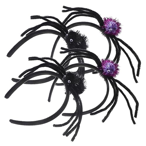 VICASKY 4 Stück Spinnen-Stirnband Horror-Stirnband Spinnennetz Haarband Halloween-Stirnbänder halloween haarschmuck halloween kopfschmuck Party-Stirnbänder Party-Haarbänder Haarball von VICASKY