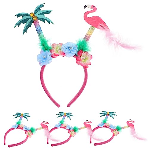 VICASKY 4 Stück Stirnband Flamingo-Haarspange Party-Haarbänder haarschmuck camoing kopfhoerer kokusnuss hawaiianischer Partykopfschmuck hawaiianische Party-Cosplay-Stirnbänder gefühlt von VICASKY