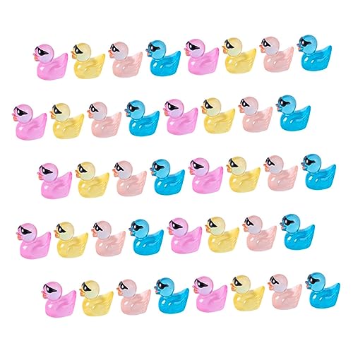 VICASKY 40St Puppe Entenlampe Schwimmbad Bauernhoftierfigur Bananen-Ente Frosch lumemery autodeko tapete pink nähgarn pink gartendekoration Mini-Ornament Miniaturtiere Figur fürs Auto Harz von VICASKY