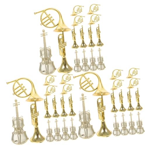 VICASKY 45 STK Musikinstrumentenmodell Weihnachtsinstrumente Ornamente Fantasiehorn Dekorationen Miniatur-geigenmodell Geigenornamente Weihnachtsmann Weihnachtsschmuck Musical Plastik von VICASKY