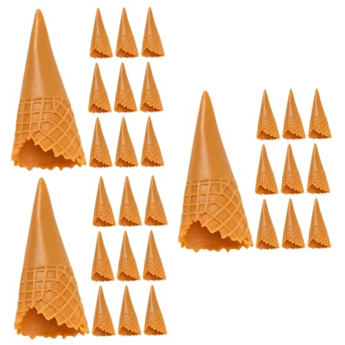 VICASKY 45 STK Simulationskegel Eiswaffel-anhänger Spielzeuge Mit Eismünzen Künstlicher Keks So Tun, Als Würde Man Eistüte Spielen Eistüten-Display-Requisite Mini-eiswaffel PVC Light Brown von VICASKY