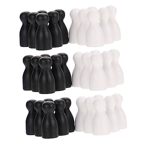 VICASKY 48 Stück Schach zubehör schachfiguren Set Brettspiel Ersatzteile Schachfiguren für Erwachsene Schachspiel Zubehör Lernspielzeug Brettspiel Schachfigur Holz Black von VICASKY