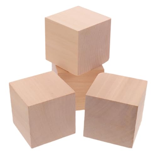 VICASKY 4pcs Bausteine ​​lehrmittel Quadratische Holzblöcke Holzwürfel Sortierwürfel Holzklötze Bauen Pädagogisches Blockspielzeug Vorschulblöcke Kinderspielzeug Khaki Hölzern von VICASKY