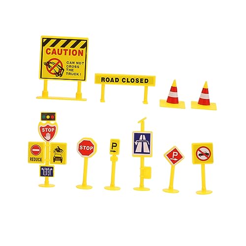 VICASKY 5 Mikro-Landschafts-Verkehrsschild Verkehrsschildaufkleber Straßenschilder verkehrsschilder verkehrszeichen Verkehrsszene DIY Miniatur Szene zubehör Plastik Yellow von VICASKY