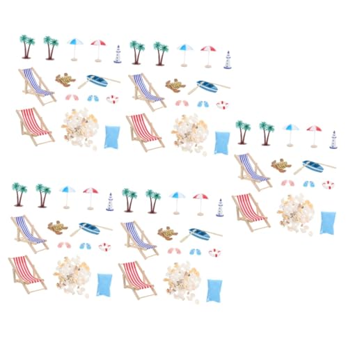 VICASKY 5 Sätze Mini-strandanzug Sommerspielzeug Für Kinder Miniatur-Schalen Hawaiianische Accessoires Mariposas Decorativas Mikro-sommerszenen-dekor Kuchendeckel Mit Palmen Draussen Harz von VICASKY