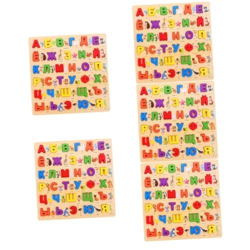 VICASKY 5 Sätze Russisches Rätsel Puzzle Für Kinder Puzzle Für Kleinkinder Russisches Buchstabenrätsel Alphabet-Puzzle-Brett Russisches Alphabet Kleinkind Spielzeug Kinderspielzeug Holz von VICASKY