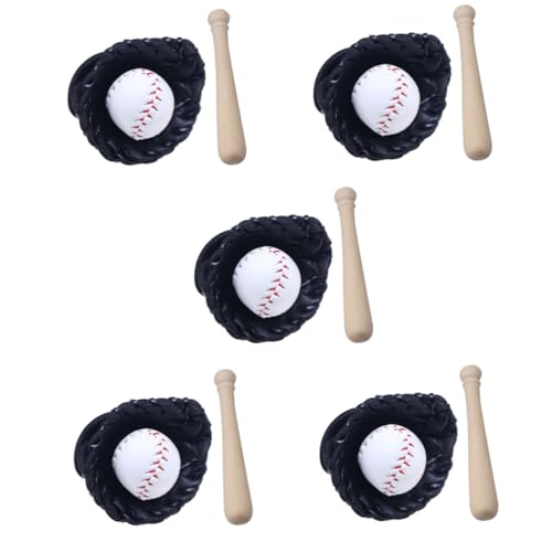 VICASKY 5 Sätze Simulierter Mini Baseball DIY Zubehör Miniatur Spielset Puppenzubehör Mini Hausbedarf Miniatur Sportartikel Dekorativer Mini Baseball Mini Baseballschläger Dekor von VICASKY