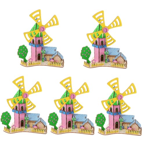 VICASKY 5 Sets Puzzle Puppenhaus Modell DIY Modellbau Spielzeug Mini Kit Miniatur Kit Puzzle Spielzeug 3D Puzzle Spiel Puzzles Montage Puzzle Holz Puzzle Holz von VICASKY