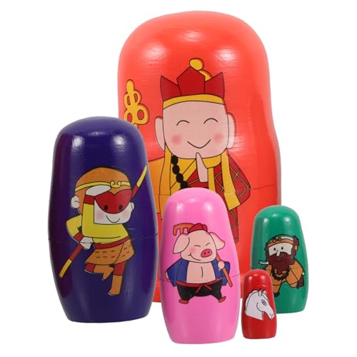 VICASKY 5-lagiges Russisches Nesting Dolls-Set Aus Holz West-Figuren Sicheres Pädagogisches Stapelspielzeug Für Kinder Geburtstag Weihnachten von VICASKY