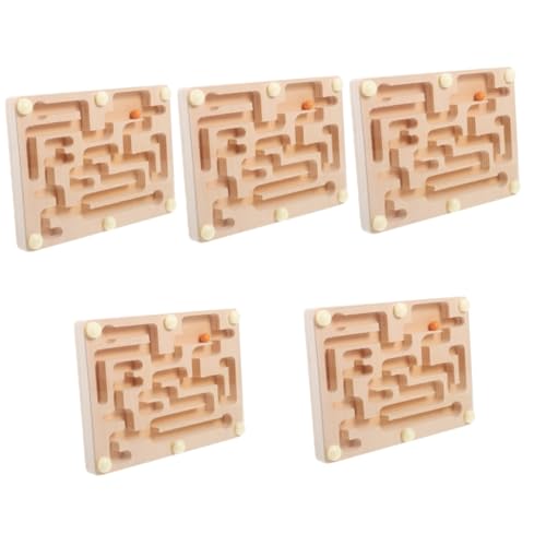 VICASKY 5 Stück Labyrinth Kugelbrett Rollende Perlen Spielzeug Perlenlabyrinth Kinder Trainingsspielzeug Hölzernes Labyrinth Brett Puzzle Spiele Für Kinder Kinder Labyrinth von VICASKY