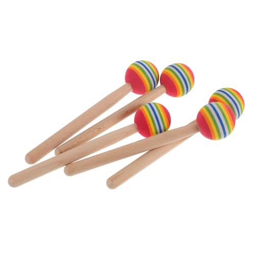 VICASKY 5 Stück Lollipop Drum Mallet Sticks Hammer Percussion Sticks Drumstick Mit Holzgriff Für Kinder Erwachsene Musikinstrumentenzubehör von VICASKY