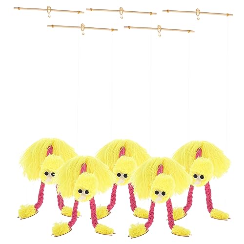 VICASKY 5 Stück Schnur Plüschtiere Tierpuppen Plüschpuppen Stofftier Tierspielzeug Flamingo-Marionetten-Spielzeug interaktives Spielzeug kinderspielzeug Toys for Hölzern Yellow von VICASKY