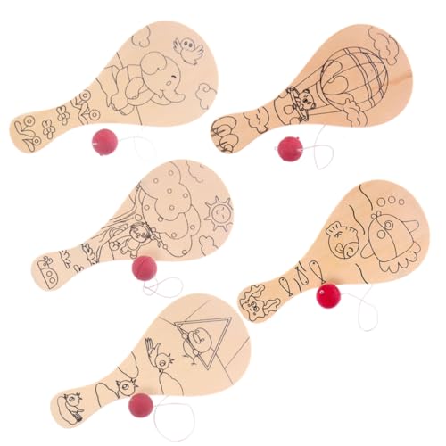 VICASKY 5 Stück Teiliges Holzspielzeug Malball mit Schnur Handbemalte DIY Paddel für Kreativität Motorische Fähigkeiten und Lernfreude Spielerisch zu Fördern Sicher und Langlebig VICASKY 5 Stück Teiliges Holzspielzeug Malball mit Schnur Handbemalte DIY Paddel für Kreativität Motorische Fähigkeiten und Lernfreude Spielerisch zu Fördern Sicher und Langlebig von VICASKY