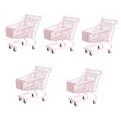 VICASKY 5St Einkaufswagen Spielzeug zur Schreibtischaufbewahrung Kinderwagen für Kleinkinder kühlkorb einkaufskorb Spielzeug für Kinder Zubehör für Babypuppen kinderspielzeug Eisen Rosa von VICASKY